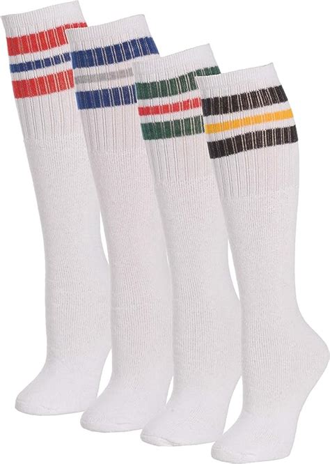 Mens Classic Three Stripe Sports Tube Socks Size 13 15 4 Pairs At Amazon Mens Clothing Store