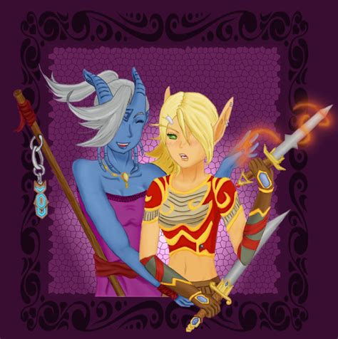 Blood Elf And Draenei By Celeste Lory On Deviantart