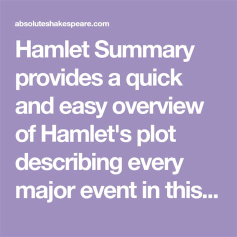 Hamlet Summary Provides A Quick And Easy Overview Of Hamlets Plot