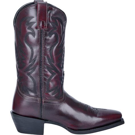 Laredo Mens Lawton Black Cherry Square Toe Leather Cowboy Boots 68448