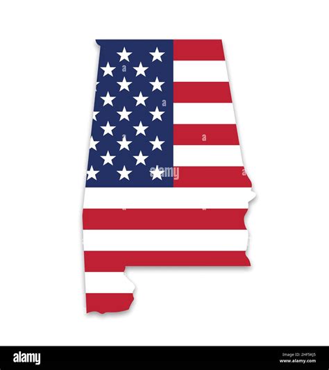 Alabama Al State Map Shape With Usa Flag Vector Isolated On White