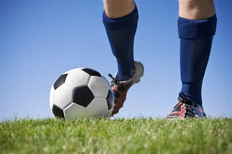 Kicking The Soccer Ball Stock Photo Image Of Competition 21678288