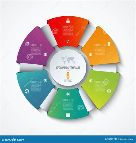 Circle Infographic Template Process Wheel Vector Pie Chart Stock
