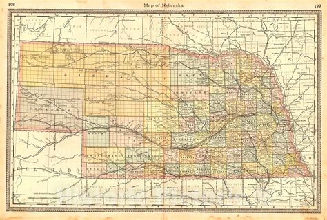 Historic Map 1883 Map Of Nebraska Vintage Wall Art In 2021 Map