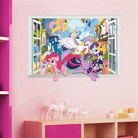 1899 Aud 3d Window Removable My Little Pony Wall Stickers Kids