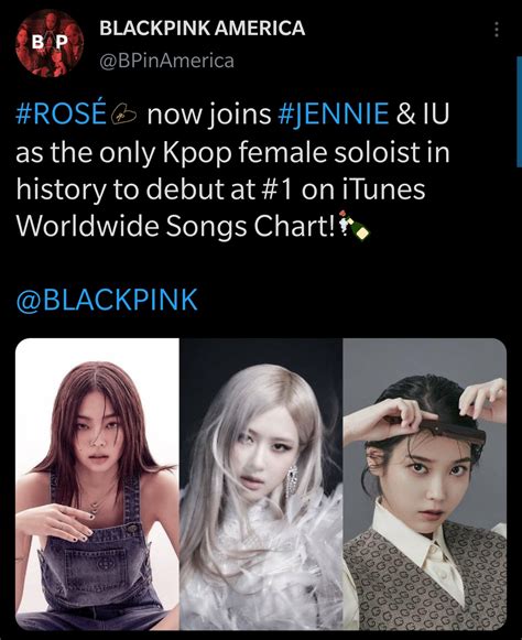 210313 RosÉ Now Joins Jennie And Iu As The Only Kpop Female Soloist In