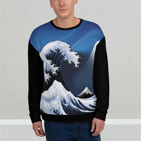 The Great Wave Off Kanagawa Sweatshirt Katsushika Hokusai Minimal Eco Friendly Unisex