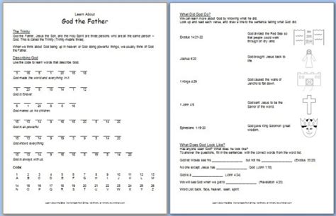 God The Father Free Bible Worksheet About The Trinity