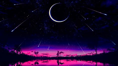 Cool Anime Starry Night Illustration Wallpaper Hd Artist 4k Wallpapers Images Photos And