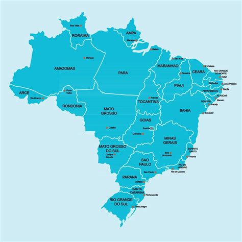 Doodle Freehand Drawing Brazil Political Map With Major Cities Vector