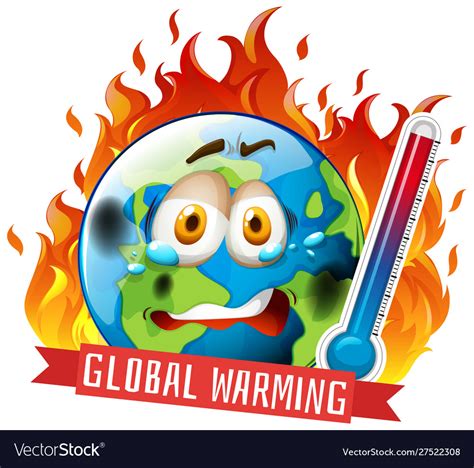 Global Warming With Earth On Fire Royalty Free Vector Image