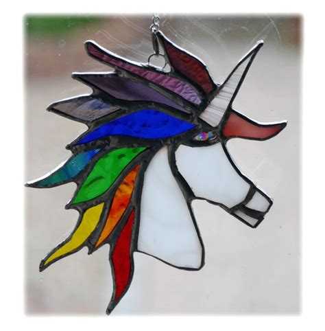 Unicorn Suncatcher Stained Glass Handmade Rainbow 001 Stained Glass Suncatchers Stain