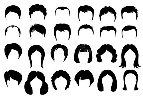 Female And Male Hair Vector Hairstyle Silhouette Icons Style Stock