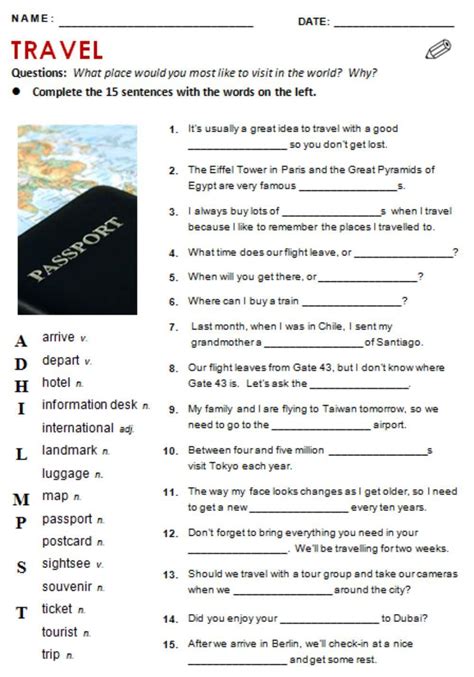 Travelling Interactive Activity Live Worksheets