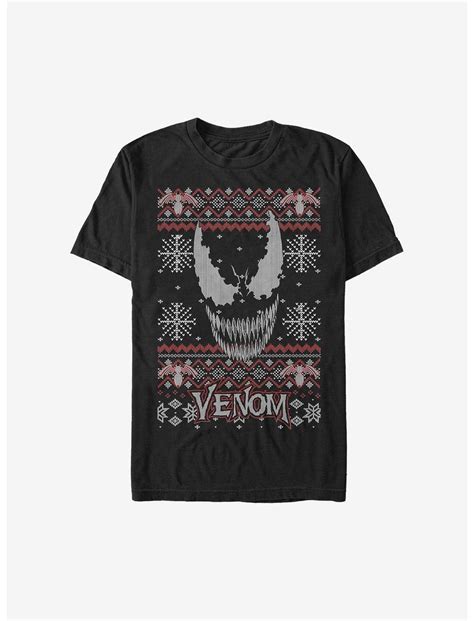 Marvel Venom Face Christmas Pattern Sweater T Shirt Black Hot Topic