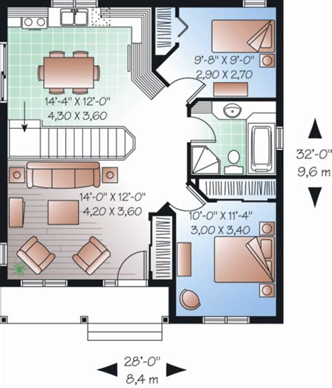 Cottage Style House Plan 2 Beds 1 Baths 835 Sqft Plan 23 2198