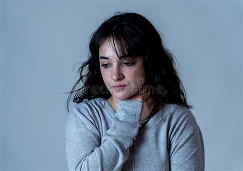 Human Expressions And Emotions Young Attractive Woman With Sad And