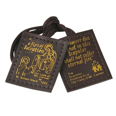 Buy Brown Stamped Leather Scapulars Catholic Necklace For Men And Women Scapular With Our Lady