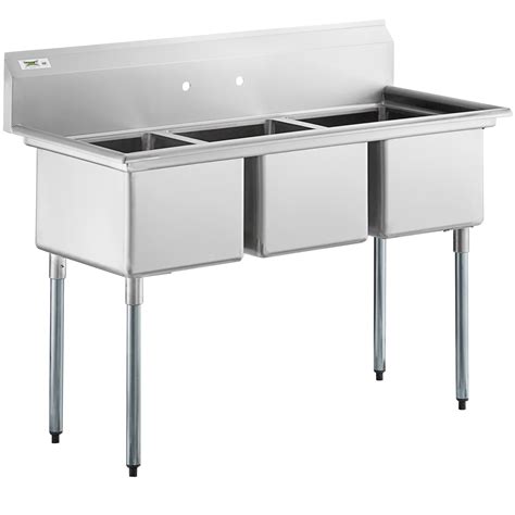 Regency 57 16 Gauge Stainless Steel Three Compartment Commercial Sink