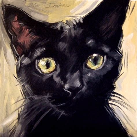 Paintings From The Parlor Black Cat Oil Painting By Diane Irvine Armitage