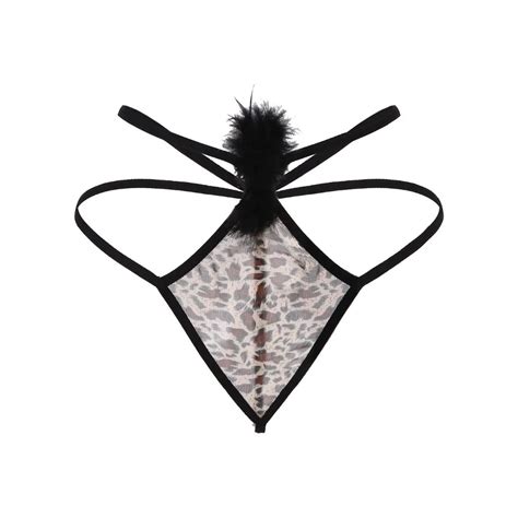 Sexy Lingerie Panty Sheer Mesh Leopard Women G String Underwear Nightwear Sleepwear Briefs