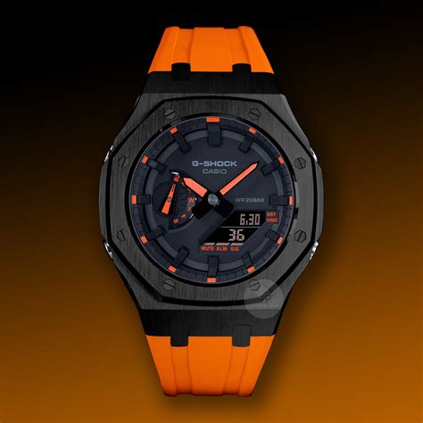 G Shock Mod With Black Steel Case Orange Strap Black Hour Markers Item Sp082 Tokyo