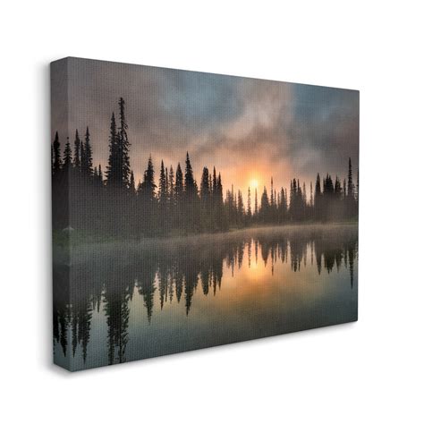 Stupell Industries Au-825-Canvas " Sunrise Lake Reflection Horizon " by