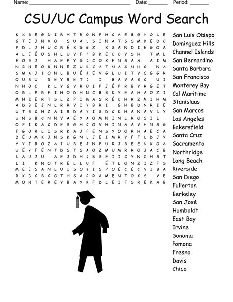 College Word Search Printable