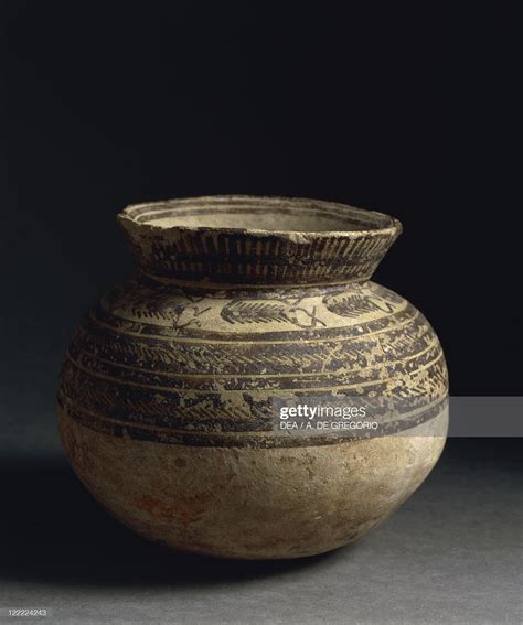 Prehistory Iraq Halaf Culture Ceramic Vase Painted With Geometric