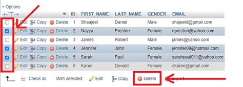 How To Delete A Rows From Mysql Table In Phpmyadmin