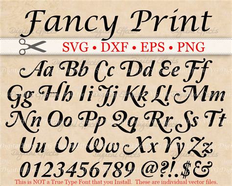 Download FANCY Print SVG Scroll Font Retro Script Monogram Svg Dxf | Etsy