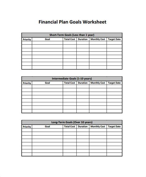 financial plan examples samples   word