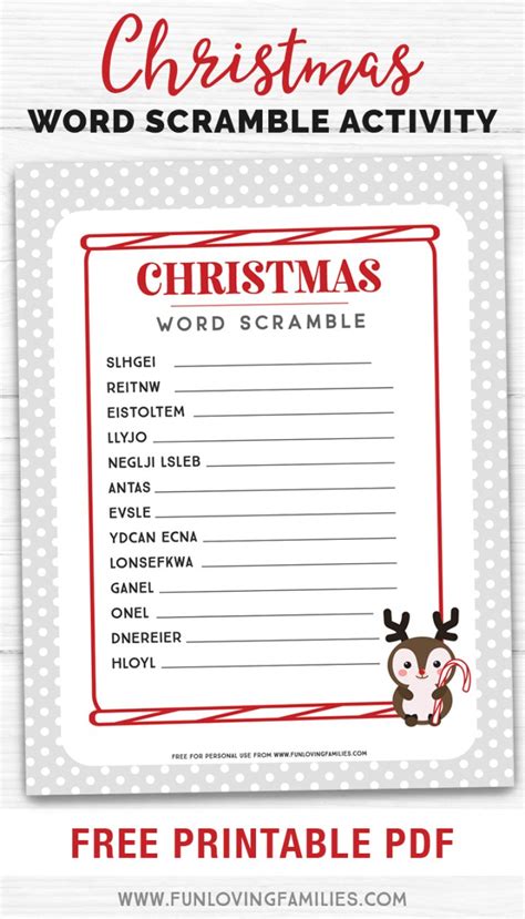 Christmas Word Scramble Fun Loving Families