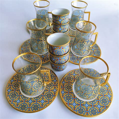 Buy Turkish MIRRA Handmade 6 Turkish Tea Glasses With Handle And 6