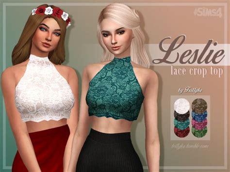 Leslie Lace Crop Top By Trilly21 At Tsr Via Sims 4 Updates Sims 4 Cc