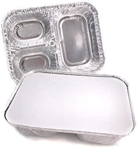 Disposable Aluminum 3 Compartment Tv Dinner Trays With Board Lid 210l