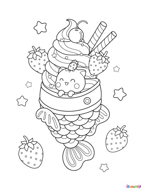 Coloriage Kawaii grande glace à imprimer