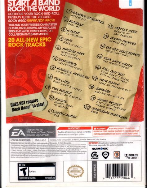 Nintendo Wii Rock Band Track Pack Vol 2