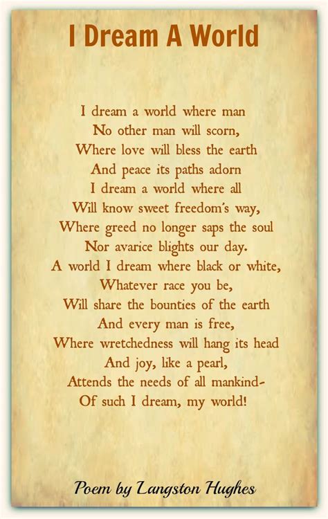 langston hughes i dream a world english love poems poetry famous rhyming poems