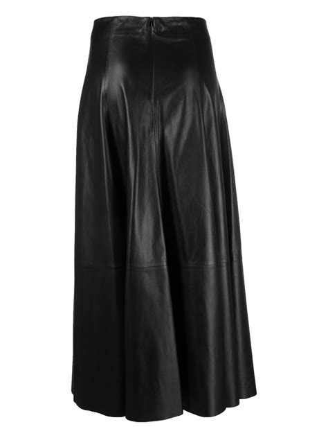 Desa 1972 Flared Leather Maxi Skirt In Black Modesens