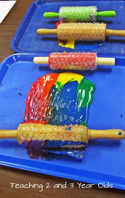 Painting With Rolling Pins And Bubble Wrap Mess For Less