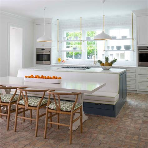 How wide is a kitchen island bench. Agnes Large Pendant hanging above a kitchen island with a ...