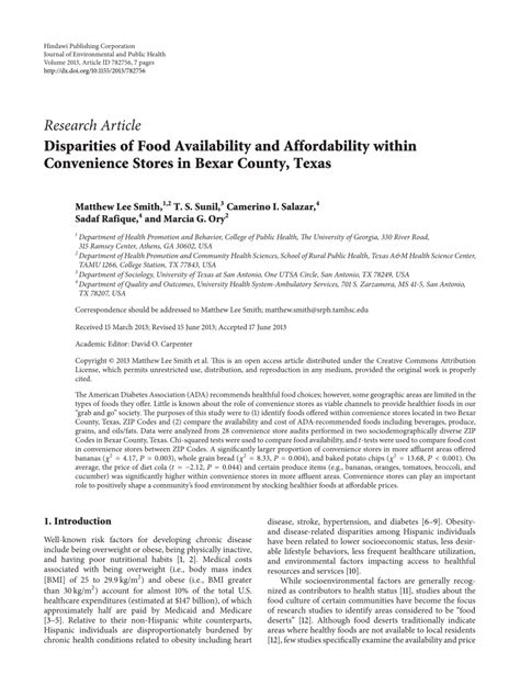 Pdf Disparities Of Food Availability And Affordability Within