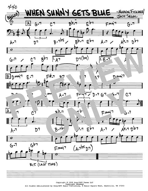 When Sunny Gets Blue | Sheet Music Direct