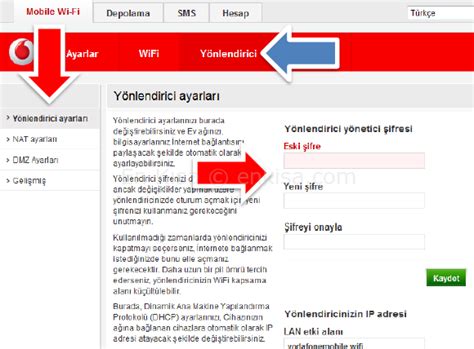 Web arayüzü kullanıcı adı : Vodafone Wifi Modem Şifresi Arayüz - 192.168.0.1