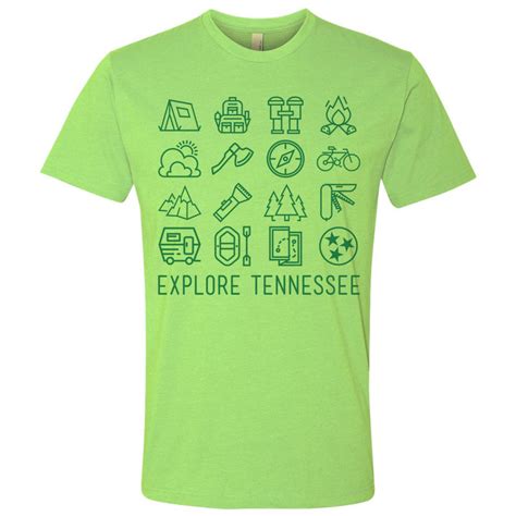 Explore Tennessee Green T Shirt Hiking Camping Tn Outdoors State Parks
