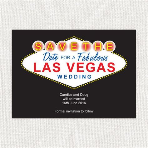 Las Vegas Printable Wedding Save The Date Card Vegas Birthday Etsy