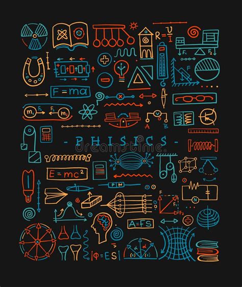 Physics Icons Sign And Symbols Art Background For Your Design Stock