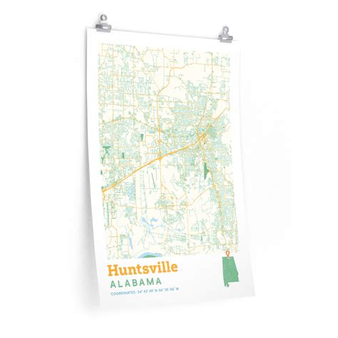 Huntsville Alabama City Street Map Poster Allegiant Goods Co