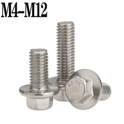 Flanged Hexagon Head Bolts Flange Hex Screws A2 Stainless Steel M4 M5